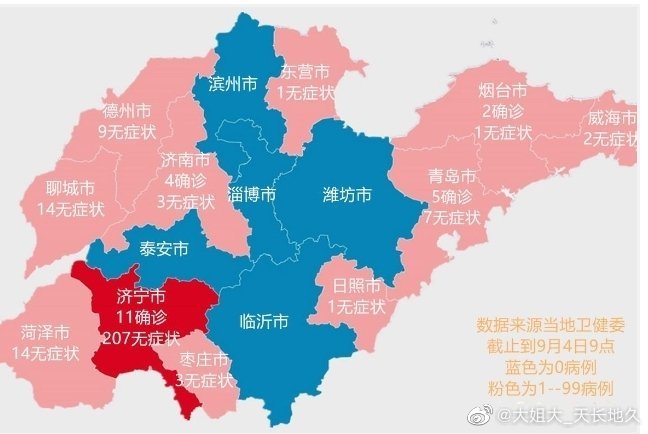 9月4日山东疫情防控地图区域分布版来啦